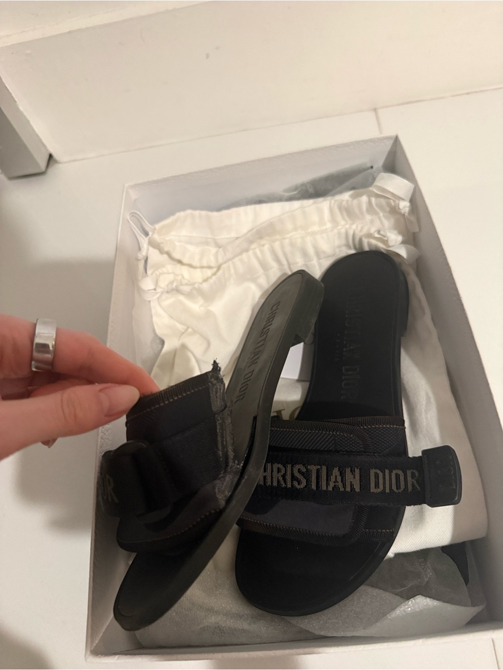 Dior Black Logo Slide Sandals - Picture 5 of 5